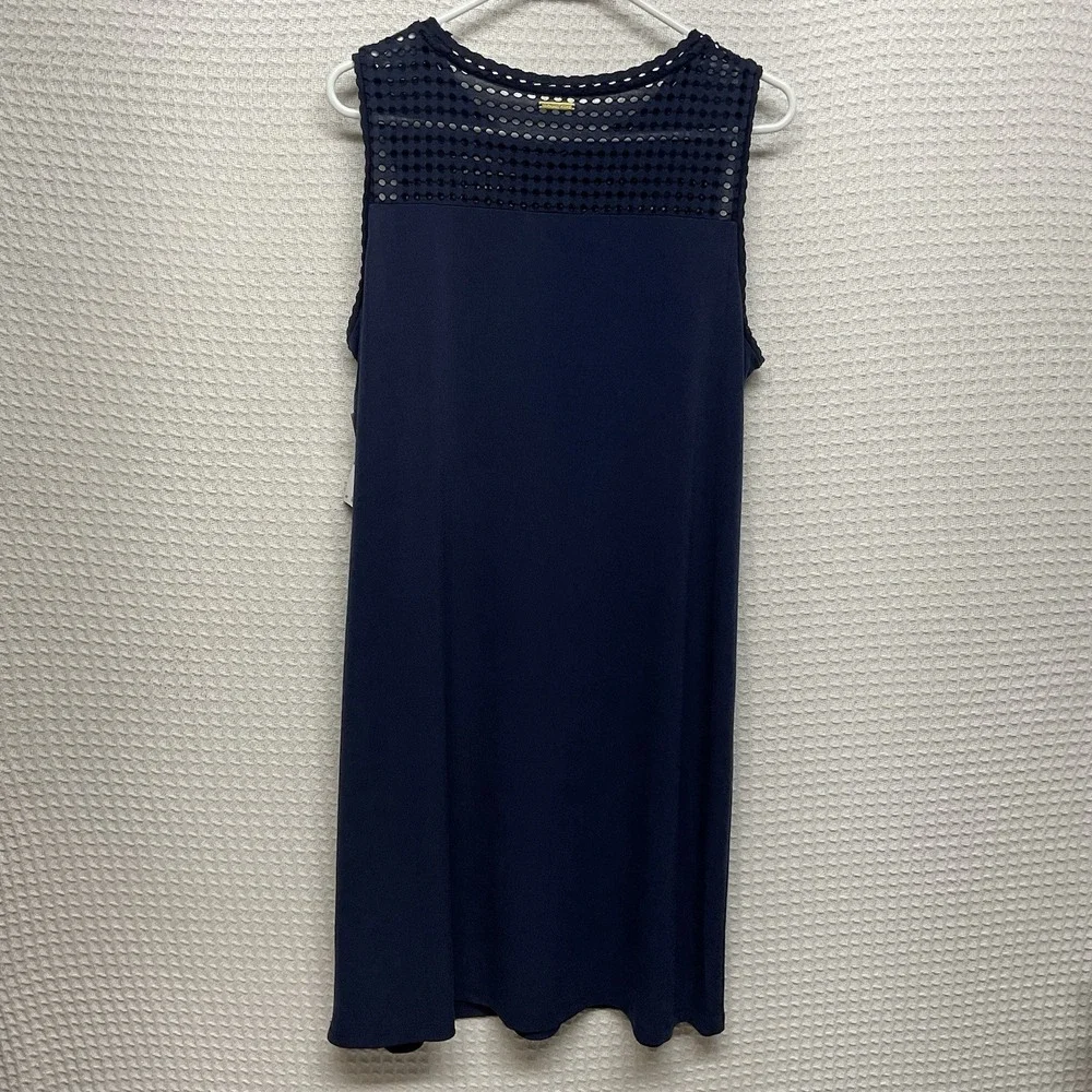 Michael Kors Women's XL Navy Blue Sleeveless Yoke Mesh Dress NWT